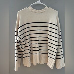 Zara Cream and Black Striped Sweater - Small